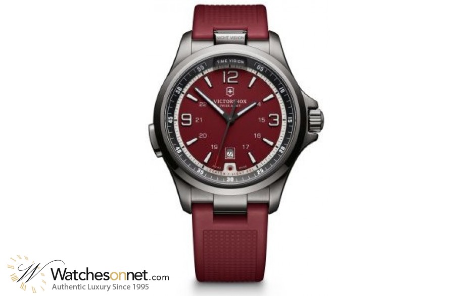 Victorinox Swiss Army Night Vision  Quartz Men's Watch, Stainless Steel, Red Dial, 241717