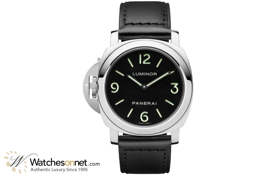 Panerai Luminor Base  Mechanical Men's Watch, Stainless Steel, Black Dial, PAM00219