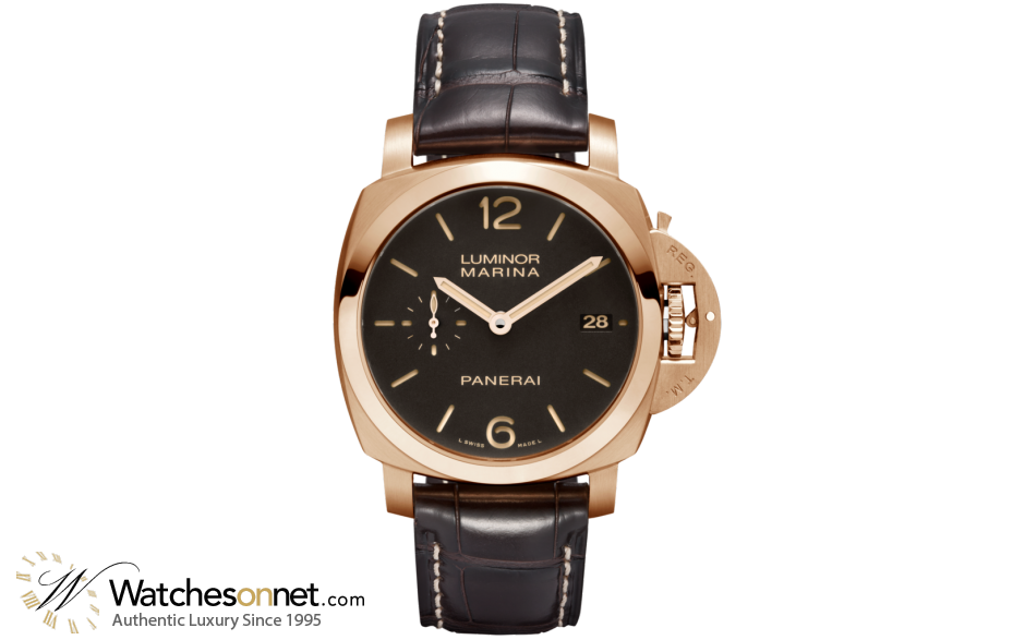 Panerai Luminor Marina 1950  Automatic Certified Men's Watch, 18K Rose Gold, Black Dial, PAM00393
