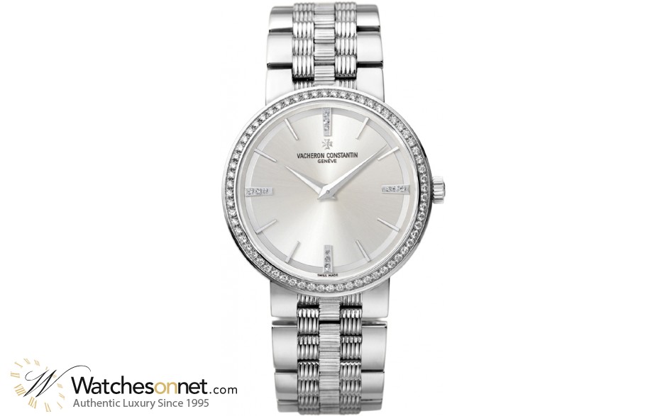 Vacheron Constantin Patrimony Traditionnelle  Quartz Women's Watch, 18K White Gold & Diamonds, Silver & Diamonds Dial, 25557/Q01G-9276