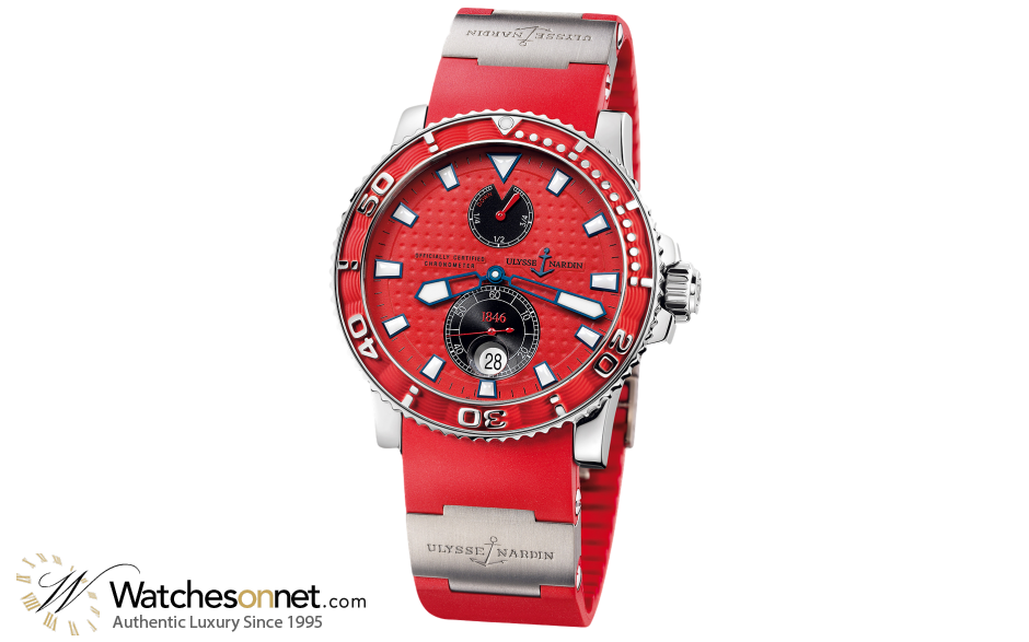 Ulysse Nardin Maxi Marine Diver  Automatic Certified Men's Watch, Stainless Steel, Red Dial, 263-33-3/96