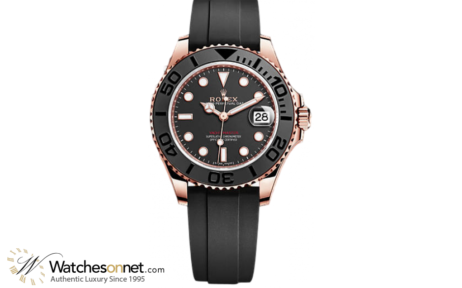 Rolex Yacht-Master 37  Automatic Men's Watch, 18K Rose Gold, Black Dial, 268655