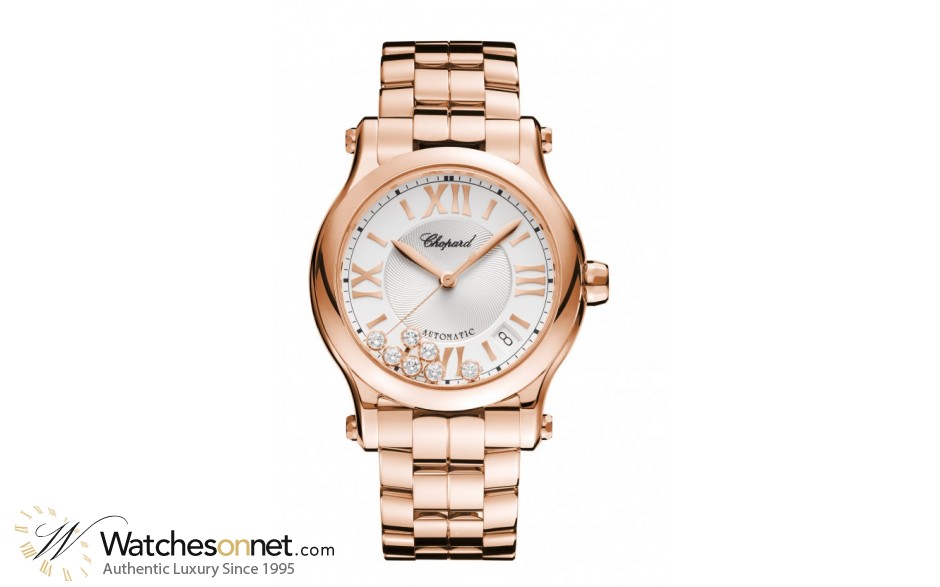 Chopard Happy Diamonds  Automatic Women's Watch, 18K Rose Gold, Silver Dial, 274808-5002