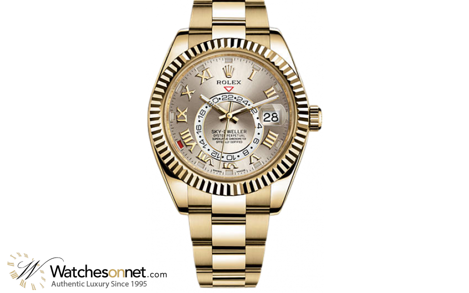 Rolex Sky Dweller  Automatic Men's Watch, 18K Yellow Gold, Silver Dial, 326938-SLV