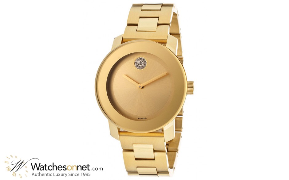 Movado Bold  Quartz Men's Watch, Gold Plated, Gold Dial, 3600104