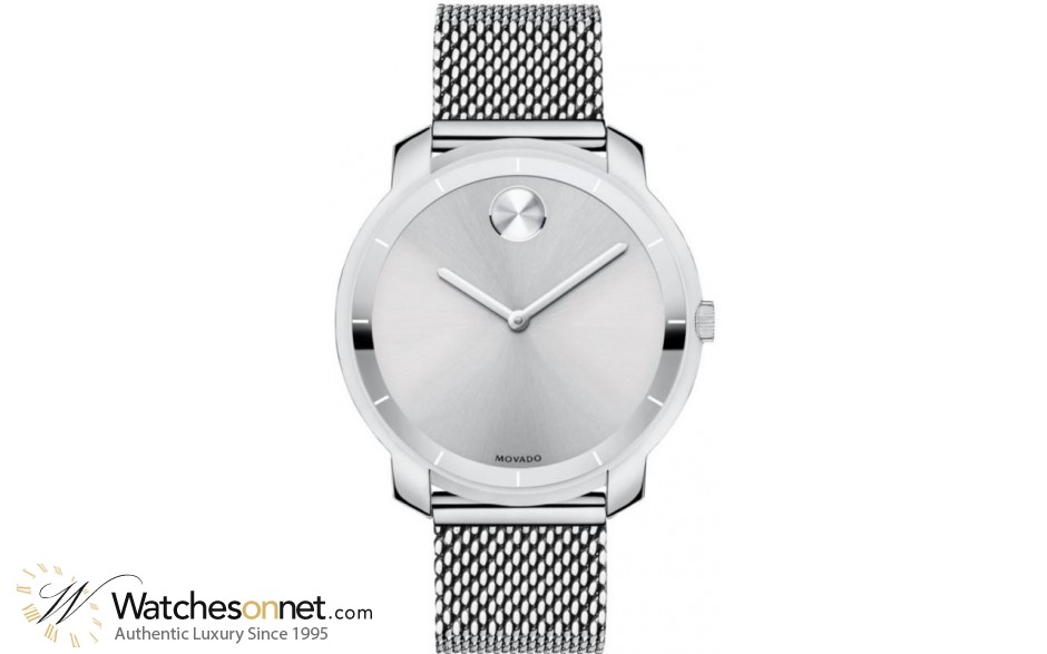 Movado Bold  Quartz Unisex Watch, Stainless Steel, Silver Dial, 3600241