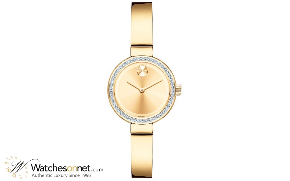 Movado Bold  Quartz Women's Watch, Ion Plated Steel, Gold Dial, 3600322