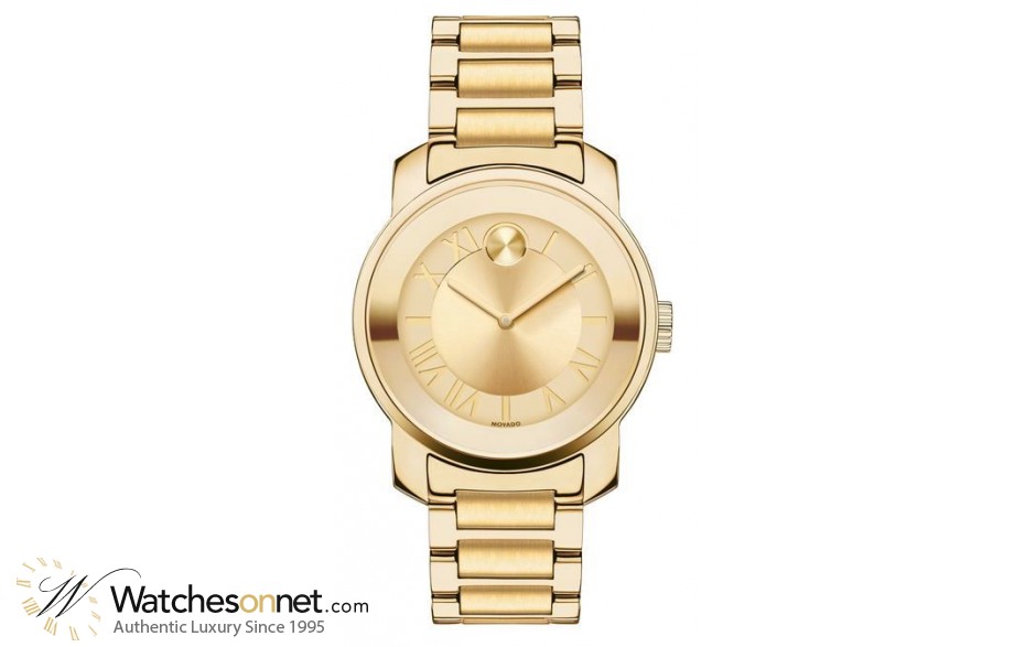 Movado Bold  Quartz Women's Watch, Gold Plated, Gold Dial, 3600323