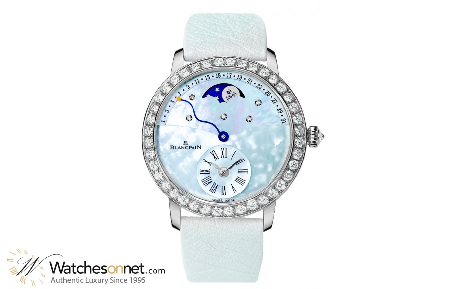 Blancpain Leman  Automatic Women's Watch, 18K White Gold, Mother Of Pearl & Diamonds Dial, 3653-1954L-58B