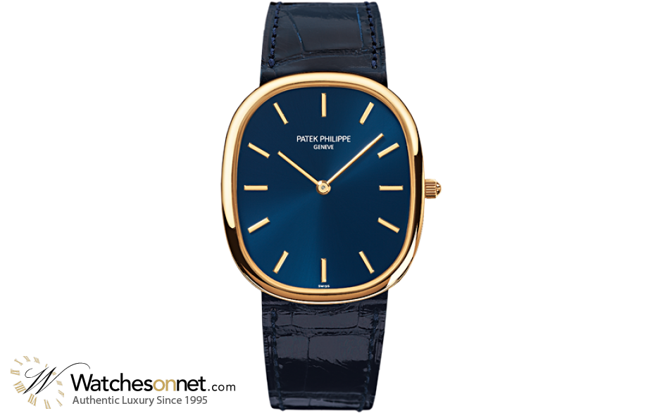 Patek Philippe Golden Ellipse  Automatic Men's Watch, 18K Yellow Gold, Blue Dial, 3738/100J-012