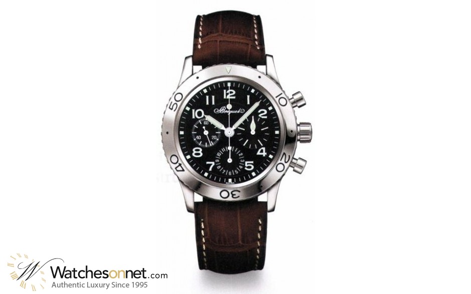 Breguet Type XX  Chronograph Automatic Men's Watch, Stainless Steel, Black Dial, 3800ST/92/9W6