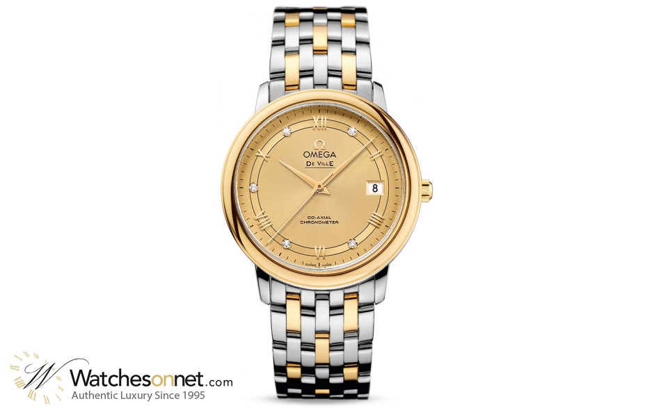 Omega De Ville  Automatic Women's Watch, Steel & 18K Yellow Gold, Champagne Dial, 424.20.37.20.58.002