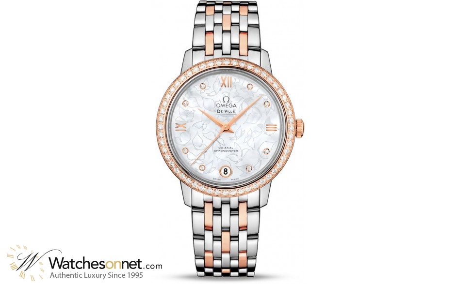 Omega De Ville  Automatic Women's Watch, Steel & 18K Rose Gold, Silver Dial, 424.25.33.20.55.003