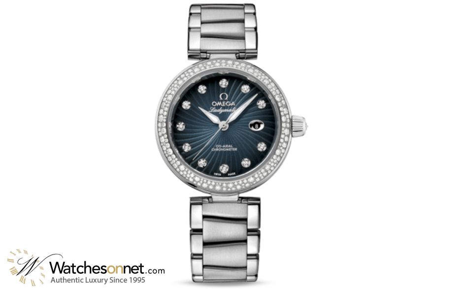 Omega De Ville Ladymatic  Automatic Women's Watch, Stainless Steel, Grey & Diamonds Dial, 425.35.34.20.56.001