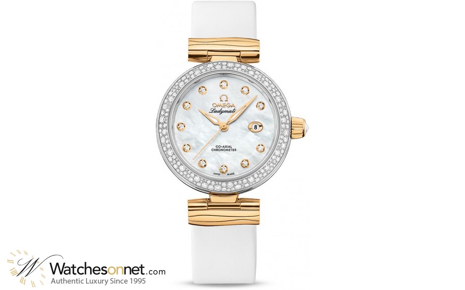 Omega De Ville Ladymatic  Automatic Women's Watch, Steel & 18K Yellow Gold, Mother Of Pearl Dial, 425.27.34.20.55.003