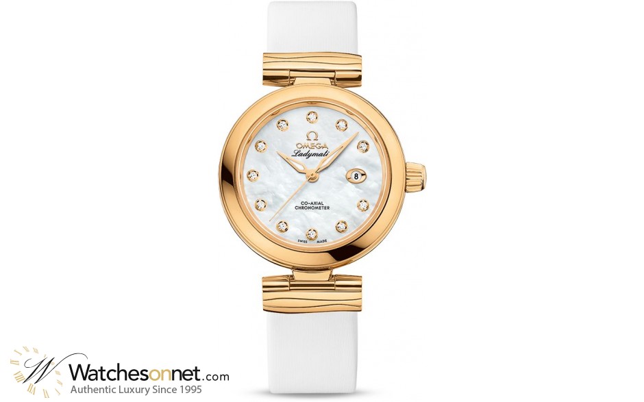 Omega De Ville  Automatic Women's Watch, 18K Yellow Gold, Mother Of Pearl & Diamonds Dial, 425.62.34.20.55.003
