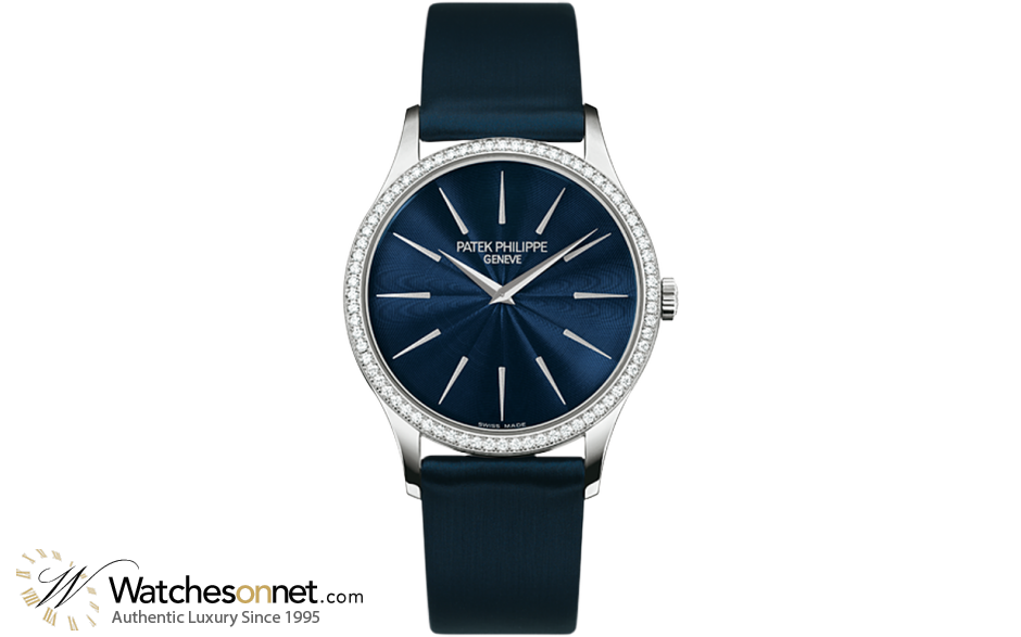 Patek Philippe Calatrava  Mechanical Women's Watch, 18K White Gold, Blue Dial, 4897G-001