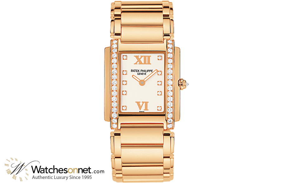 Patek Philippe Twenty 4  Quartz Women's Watch, 18K Rose Gold, White & Diamonds Dial, 4908/11R-011