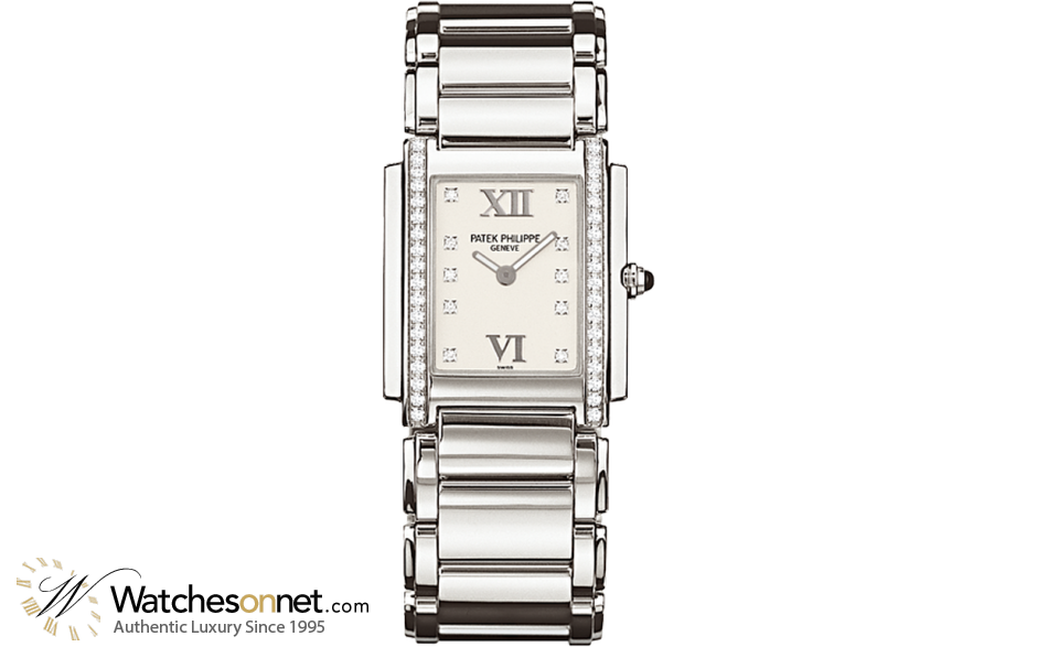 Patek Philippe Twenty 4  Quartz Women's Watch, Stainless Steel, White & Diamonds Dial, 4910/10A-011