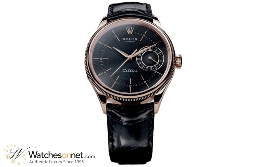 Rolex Cellini Date  Automatic Men's Watch, 18K Rose Gold, Black Dial, 50515-BLK