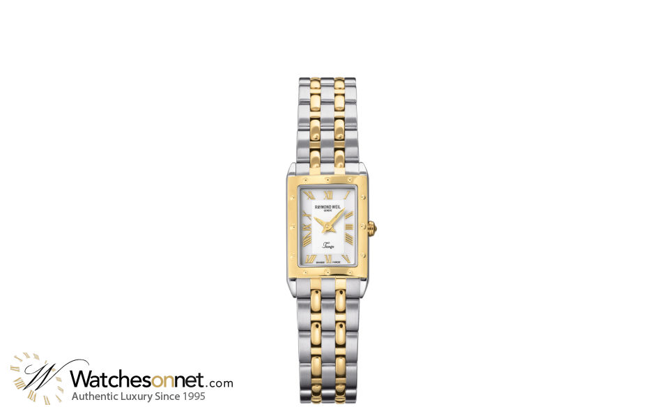Raymond Weil Tango  Quartz Women's Watch, Gold Plated, White Dial, 5971-STP-00308