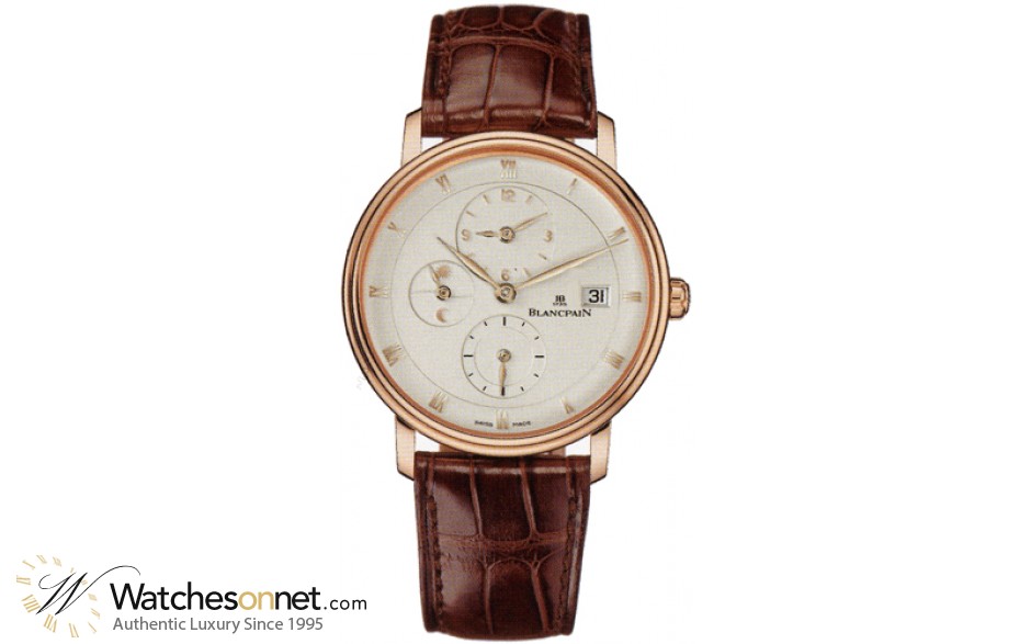 Blancpain Villeret  Automatic GMT Men's Watch, 18K Rose Gold, White Dial, 6260-3642-55