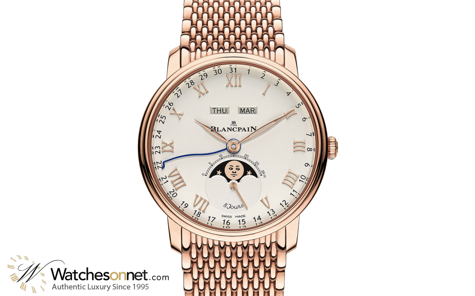 Blancpain Villeret  Automatic Men's Watch, 18K Rose Gold, White Dial, 6639-3642-MMB
