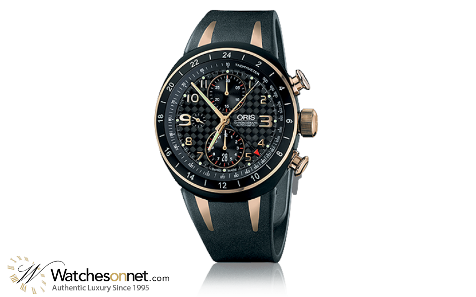 Oris TT3  Chronograph Automatic Men's Watch, Titanium, Black Dial, 677-7590-7764-Set