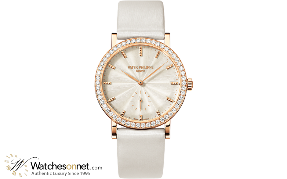 Patek Philippe Calatrava  Mechanical Women's Watch, 18K Rose Gold, Cream & Diamonds Dial, 7120R-001