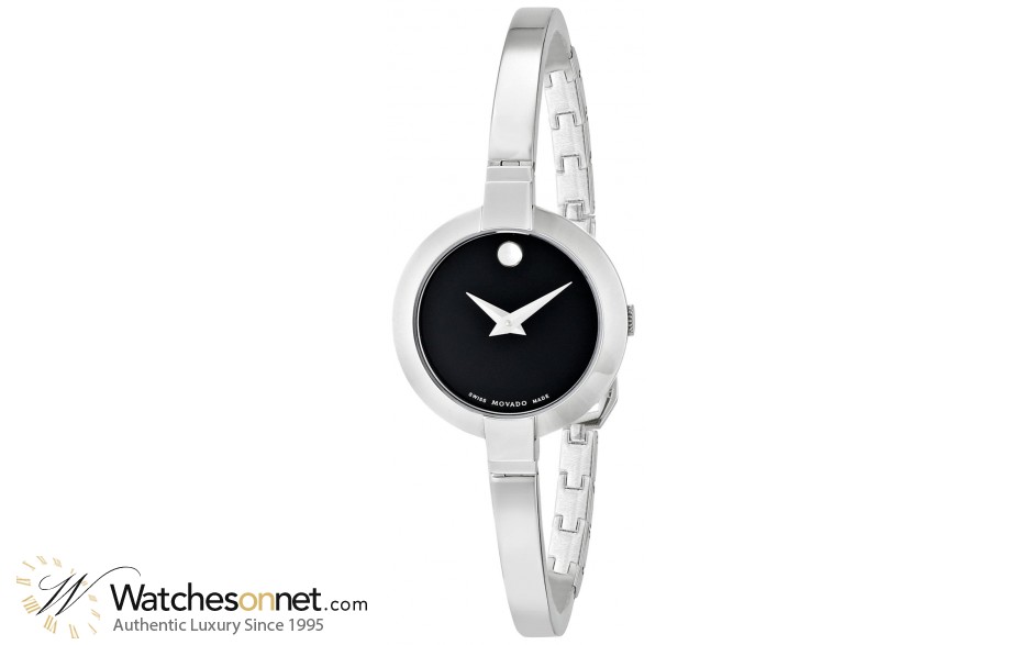 Movado Bela  Quartz Women's Watch, Stainless Steel, Black Dial, 606595