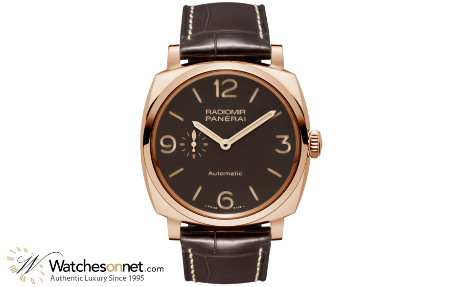Panerai Radiomir 1940  Automatic Men's Watch, 18K Rose Gold, Brown Dial, PAM00573