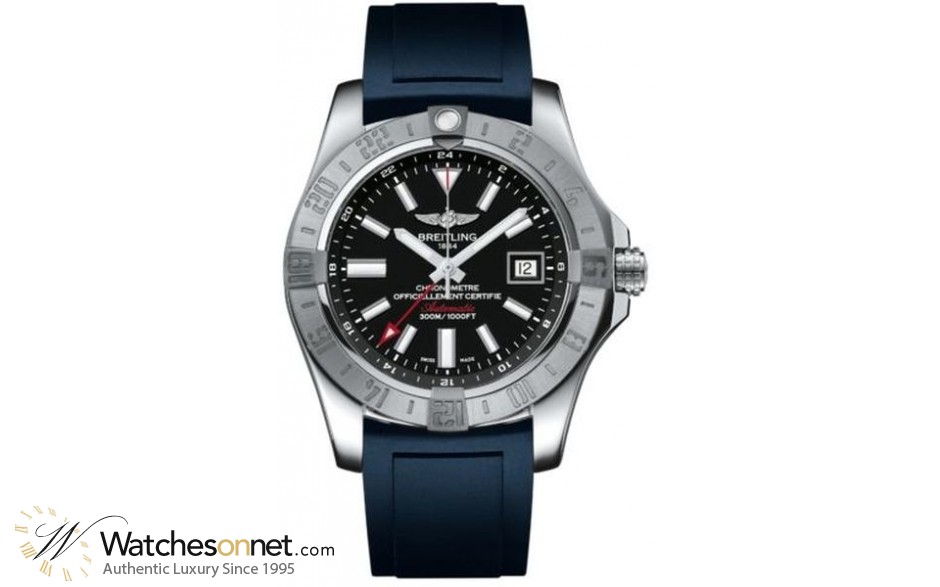 Breitling Avenger II GMT  Automatic Men's Watch, Stainless Steel, Black Dial, A3239011.BC35.143S