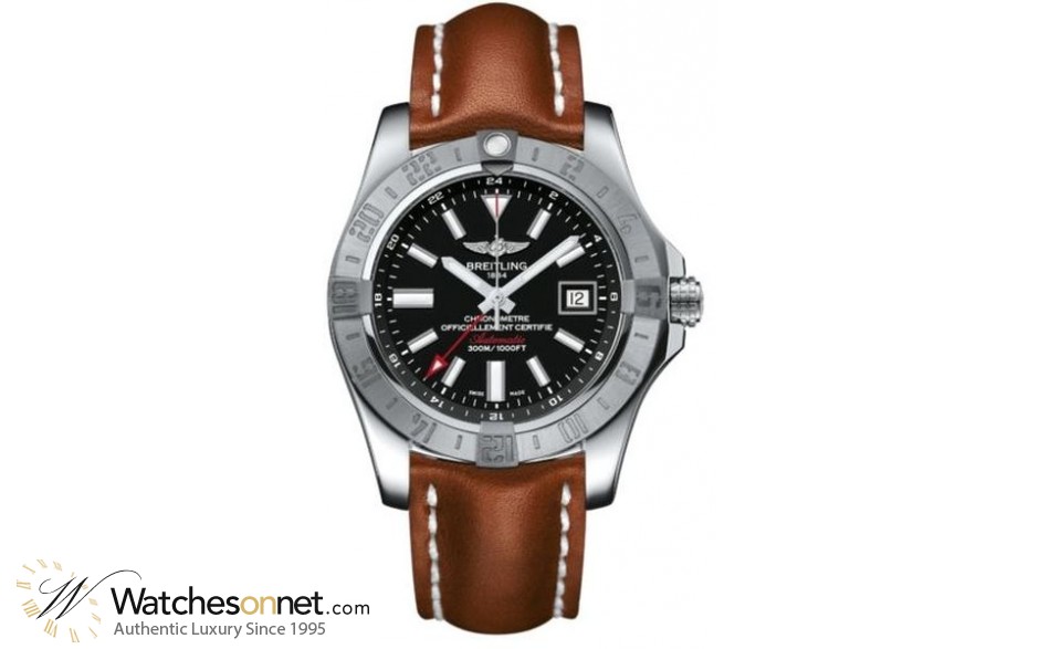 Breitling Avenger II GMT  Automatic Men's Watch, Stainless Steel, Black Dial, A3239011.BC35.434X