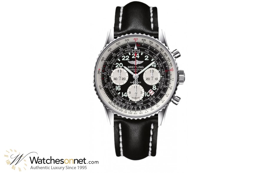 Breitling Navitimer Cosmonaute  Chronograph Automatic Men's Watch, Stainless Steel, Black Dial, AB021012.BB59.435X
