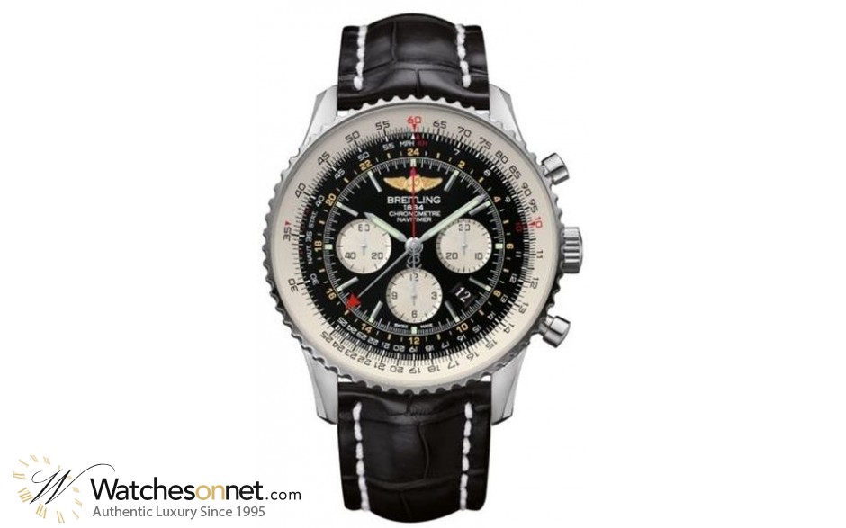 Breitling Navitimer GMT  Automatic Men's Watch, Stainless Steel, Black Dial, AB044121.BD24.760P