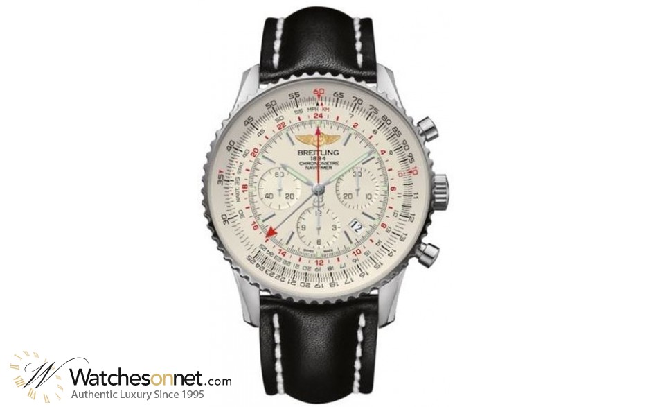 Breitling Navitimer GMT  Automatic Men's Watch, Stainless Steel, Silver Dial, AB044121.G783.442X