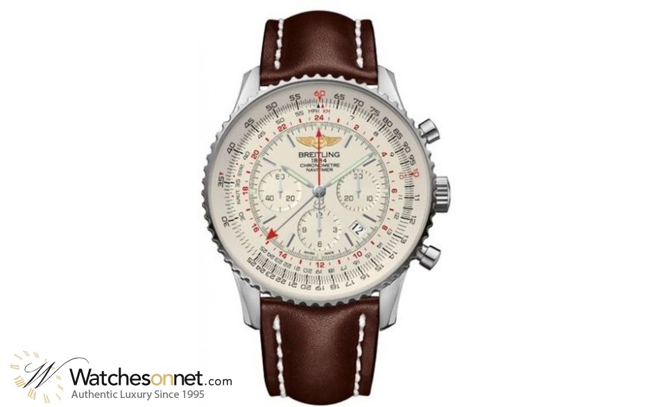 Breitling Navitimer GMT  Automatic Men's Watch, Stainless Steel, Silver Dial, AB044121.G783.444X