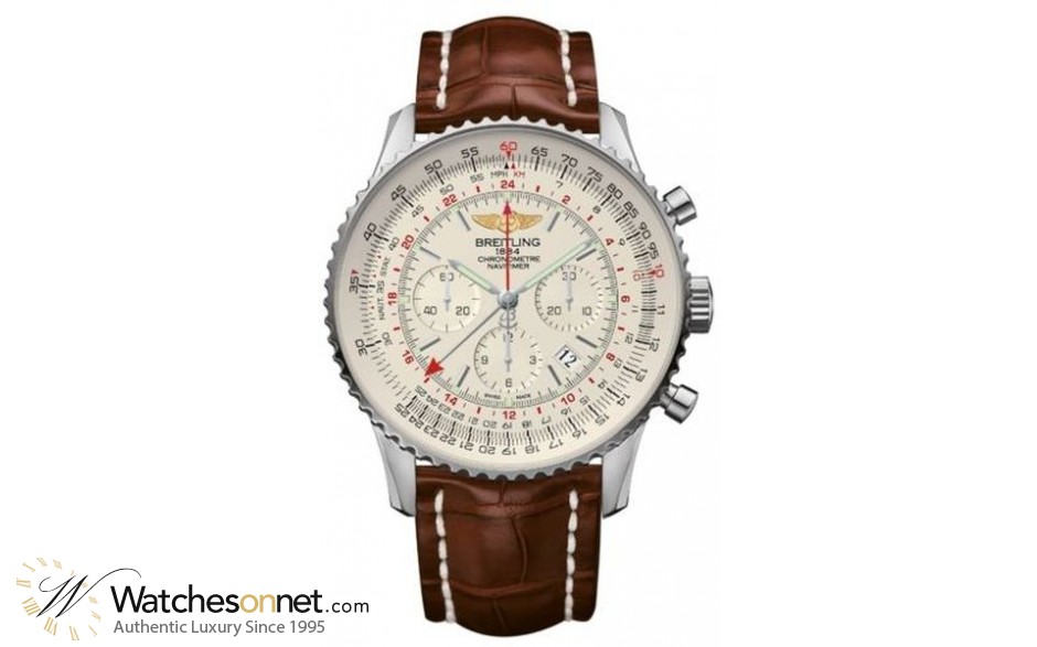 Breitling Navitimer GMT  Automatic Men's Watch, Stainless Steel, Silver Dial, AB044121.G783.755P