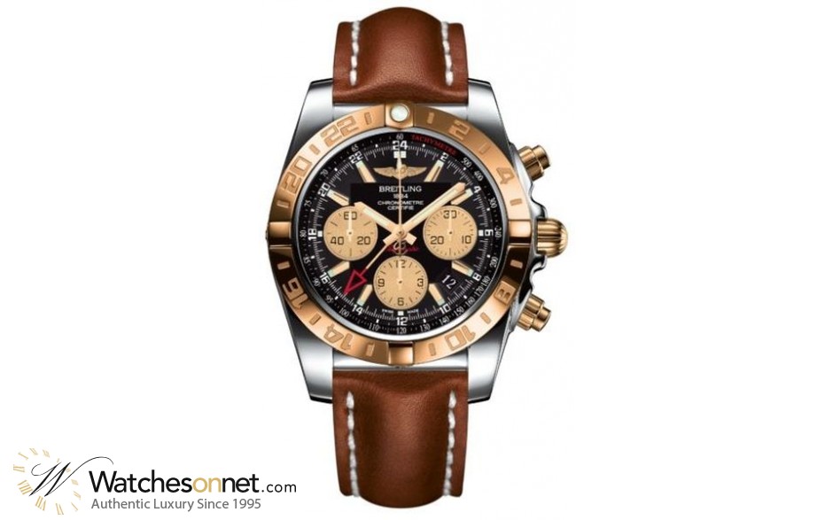 Breitling Chronomat 44 GMT  Automatic Men's Watch, Stainless Steel & Rose Gold, Black Dial, CB042012.BB86.434X