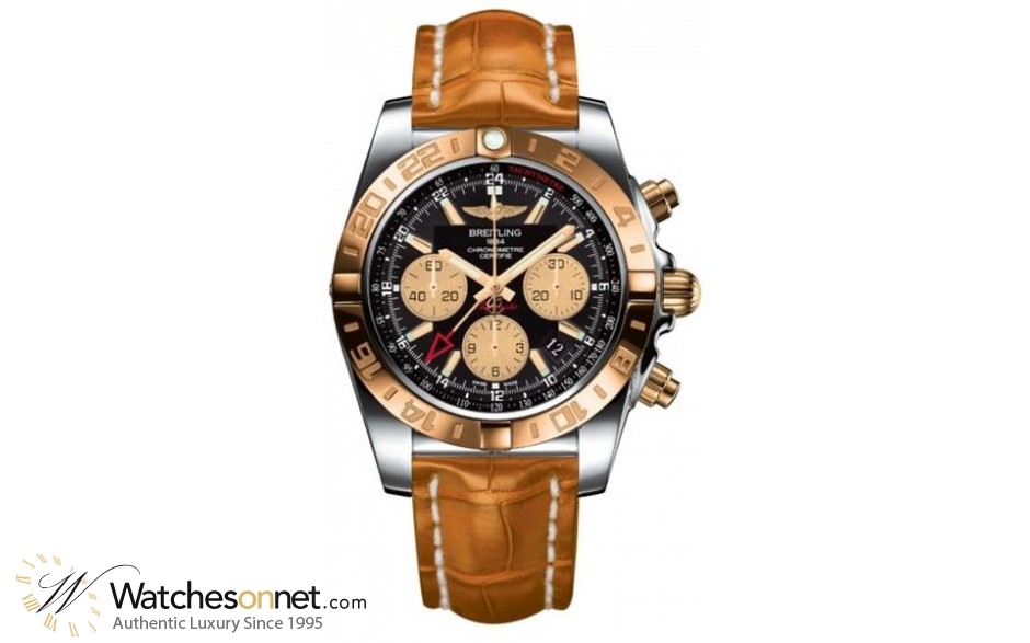Breitling Chronomat 44 GMT  Automatic Men's Watch, Stainless Steel & Rose Gold, Black Dial, CB042012.BB86.745P