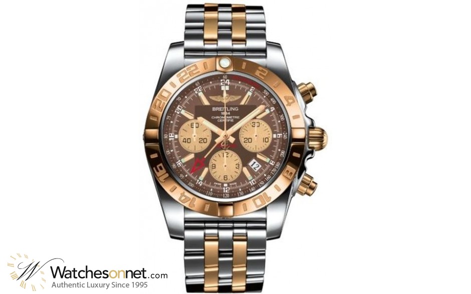 Breitling Chronomat 44 GMT  Automatic Men's Watch, Stainless Steel & Rose Gold, Brown Dial, CB042012.Q590.375C
