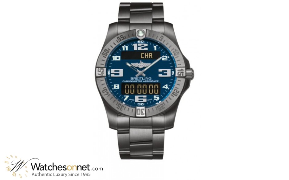 Breitling Aerospace Evo  Chronograph LCD Display Quartz Men's Watch, Titanium, Blue Dial, E7936310.C869.152E
