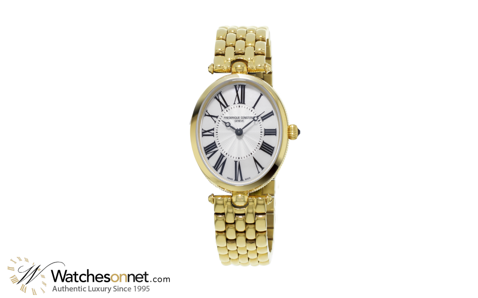 Frederique Constant Art Deco  Quartz Women's Watch, 18K Gold Plated, Silver Dial, FC-200MPW2V5B