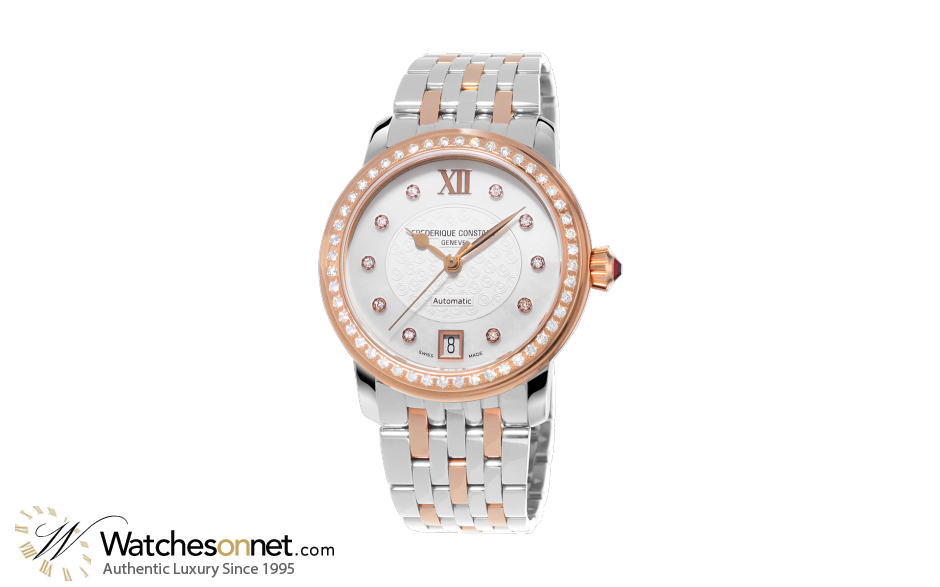 Frederique Constant World Heart Federation  Automatic Women's Watch, 18K Gold Plated, Silver & Diamonds Dial, FC-303WHF2PD2B3