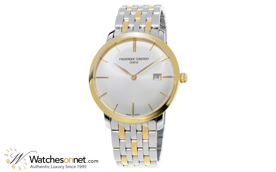 Frederique Constant Slimline  Automatic Men's Watch, 18K Gold Plated, Silver Dial, FC-306V4S3B2