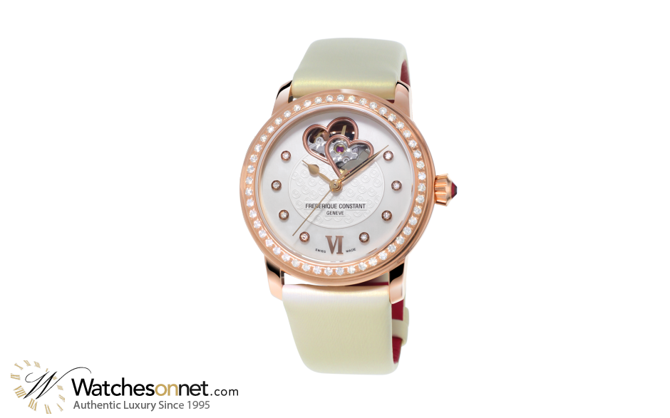 Frederique Constant World Heart Federation  Automatic Women's Watch, 18K Gold Plated, Mother Of Pearl & Diamonds Dial, FC-310WHF2PD4