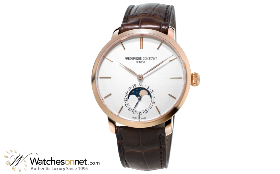 Frederique Constant Slimline  Automatic Men's Watch, 18K Rose Gold, Silver Dial, FC-705V4S9