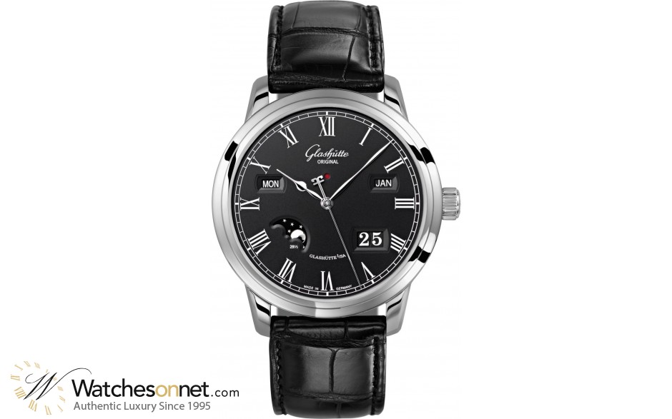 Glashutte Original Senator  Automatic Men's Watch, Stainless Steel, Black Dial, 100-02-25-12-05