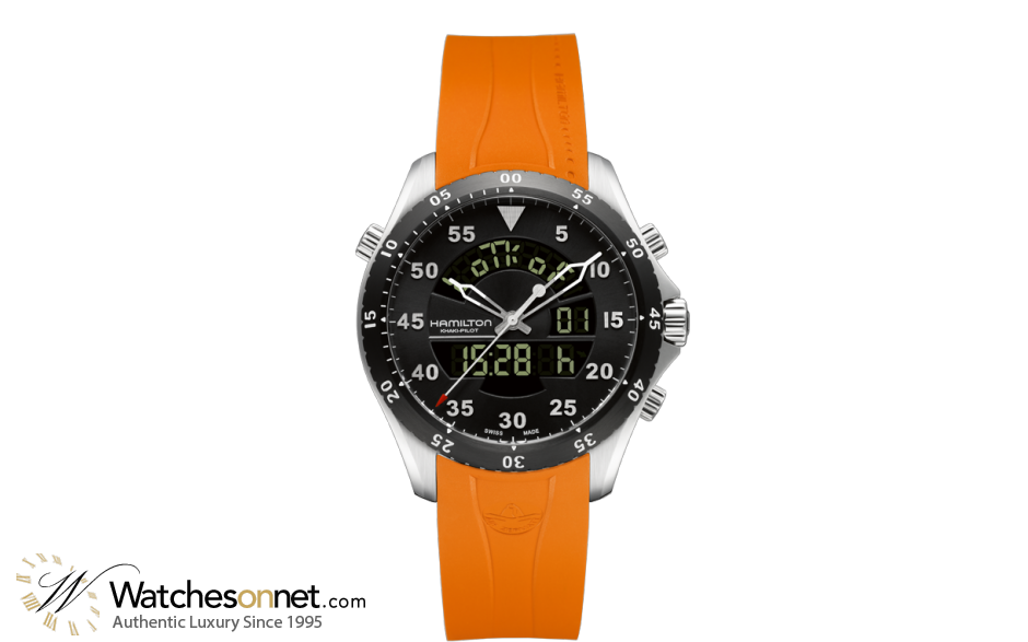 Hamilton Aviation  Chronograph Quartz Men's Watch, Stainless Steel, Black Dial, H64554431