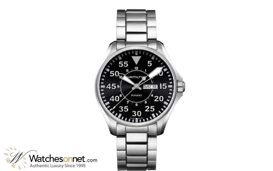 Hamilton Aviation  Quartz Men's Watch, Stainless Steel, Black Dial, H64611135